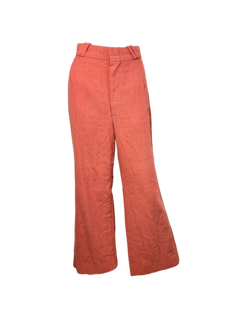 Wrangler Vintage 70s Linen Pants Women 16 Large Wide Leg Jeans Orange High Rise